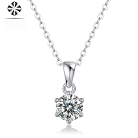wholesale 925 Silver Moissanite Statement Pendant Simple Collarbone Chain Live Hot-Selling Jewelry Factory Ready Stock Necklace Wholesale-Special electric rose gold 1 carat