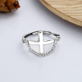 wholesale S925 Sterling Silver Japanese Version Trendy Fashion Cross Splice Chain Index Finger Ring Adjustable Ring Unisex-0-1