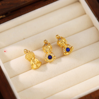 wholesale S925 ancient method silver gold-plated with inlaid natural lapis lazuli Maitreya Buddha pendant necklace handmade DIY jewelry accessory-Lapis Lazuli