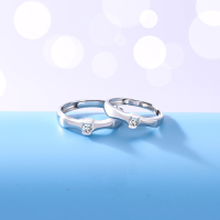 wholesale S925 Sterling Silver Princess and Knight Couple Rings with Diamond Inlay, Adjustable Open Ring for Men and Women-Women's Rings Adjustable Opening