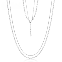 wholesale S925 silver new Korean and Japanese-style women's collarbone chain necklace, pure silver necklace wholesale-Thick Silver Platinum>925 Silver