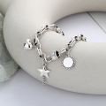 wholesale S925 Sterling Silver Korean Style Ins Star Tassel Luck Lucky Heart Multi-element Trend Bracelet-0-1