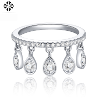 wholesale Sterling silver creative and unique tassel ring with moissanite, non-fading, cross-border best-selling, small and niche, high-end-27 Moissanite Diamonds>US No. 9