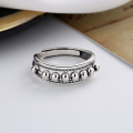 wholesale S925 Sterling Silver Creative Geometric Beaded Chain Ring, Korean Style Versatile Small Niche Design Fashion Index Finger Ring for Women-0-1