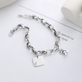 wholesale S925 Sterling Silver Retro Creative Heavy-Duty Bear Pendant with Letter Charm Bracelet Sweet Trendy Wrist Accessory-0-1