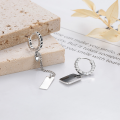 wholesale S925 sterling silver Korean-style epoxy geometric English small square pendant tassel trendy and edgy long drop earrings for women-0-2