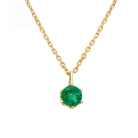 wholesale 10K Gold Japanese Retro Style Emerald Necklace, Versatile for Daily Wear, Wholesale from Jewelry Manufacturer-Emerald Necklace 10K