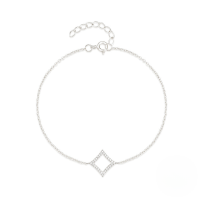 wholesale S925 Sterling Silver Geometric Zircon Rhombus Bracelet For Women, Trendy And Versatile-Platinum 925 silver