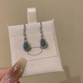 wholesale S925 Sterling Silver Natural Weitian Jadeite Blue-Green Gourd Earrings, Fresh Chinese Style Aloof Sense of Fortune Ear Pendents-0-4