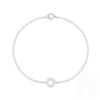 wholesale S925 Sterling Silver Geometric Minimalist Zircon-accented Circle Bracelet For Women-Platinum 925 silver