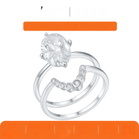 wholesale S925 Silver oval center stone with round bead accent ring double-loop stackable ring for women, minimalist and elegant bestseller-Gold 4.5 carats (with certificate)  7 US