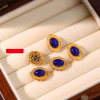 wholesale Gold-plated S925 Ancient Silver Inlaid with Natural Lapis Lazuli Beaded Bracelet Pendant, Handicraft DIY Chain Necklace Accessories-6/8 Lapis Lazuli
