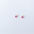 wholesale S925 Sterling Silver Colorful Diamond Clover Stud Earrings for Layering, Petite and Minimalist Sweet Small Earrings G9846-0-3