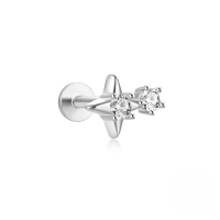 wholesale S925 Sterling Silver Geometric Star Stud Earrings With Crystal Accents-Single platinum #4