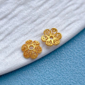 wholesale S925 Silver Plated 24K Gold Antique-style Gilded Floral Bead Caps, Spacers, and Pads for DIY Crystal Bracelets-0-7