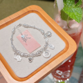 wholesale S925 Sterling Silver Fortune Attracting Auspicious Words Bracelet, Small Silver Fragments Beaded Hand String, Niche Design Blessing Plate Jewelry, Gift-0-0