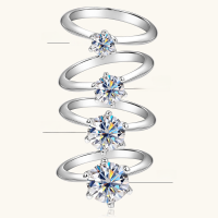 wholesale [S925 Sterling Silver] T's Classic Six-Prong Moissanite Ring for Women, Luxe Minimalist Style, High-End Wedding Band, Cross-Border Best Seller-Silver-Eternity Ring (0.066 carats)  6 US