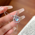 wholesale S925 sterling silver on-the-run princess bow tie necklace for women with fantasy color moonstone, luxurious and sophisticated style, unique collarbone chain-0-4