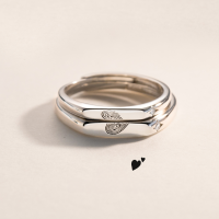 wholesale S925 Sterling Silver Minimalist Fingerprint Love Couple Ring, Fashionable and High-End Emotion R01855-S925 silver women's model Adjustable opening