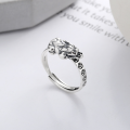 wholesale S925 Sterling Silver Retro Antique Style Pi Coin Openable Ring for Women with Auspicious Meaning-0-0