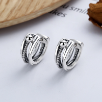 wholesale S925 Sterling Silver Korean Style Street Punk Geometric Cross Twisted Stripe Versatile Stud Earrings-YFR066/approx. 4.4g 925 silver