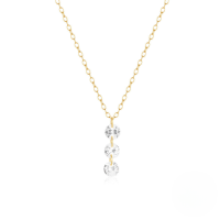 wholesale S925 Sterling Silver Three Stone Zircon Accent Women's Collarbone Necklace, Korean Style Minimalist Design, Versatile Luxury-Gold 925 silver