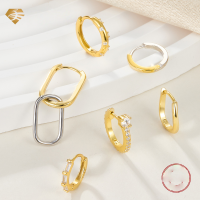 wholesale S925 Sterling Silver Cross-Border Hot-Selling Ear Hoops, European and American Ins Style, Inlaid with Diamond Zirconia, Creative High-End Stud Earrings for Women-KE22692-Gold 925 Silver