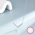 wholesale S925 Sterling Silver Cross-Border Hot Pick V-Shape Micro-Pave Zircon Necklace, Light Luxury Minimalist Design Niche Collarbone Chain-0-1