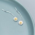 wholesale S925 Silver Narcissus Daisy Ear Thread Women's Korean Version Fresh and Sweet Flower Earrings Ear Accessories Ear Drops E6172-0-1