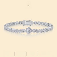 wholesale 925 Sterling Silver Fashionable with Moissanite Women's Bracelet-Moissanite 16.5cm
