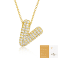 wholesale 925 Silver Plated with 18K Gold, Cross-Border Europe and America New Letter Pendant Necklace, Fashion-Forward Versatile Moissanite Chain-0-52