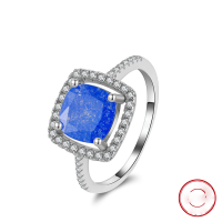 wholesale S925 Sterling Silver Cloud-Pull Jewelry Blue Diamond Ring Ice-Cut Zircon Ring Women's Colorful Jewelry Ring-Platinum, approximately 2.8g 7