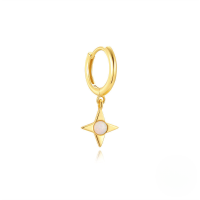 wholesale S925 Sterling Silver Four-pointed Star Opal Earrings, French-style And Sophisticated-Single gold 925 silver
