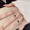 wholesale S925 Sterling Silver Floral Enamel Adjustable Ring, Little Red Book Viral Niche Luxury Index Finger Ring-0-0