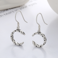 wholesale S925 Sterling Silver Vintage Antique Matte Craft Fresh and Sweet Pastoral Style Hollow-Out Leaf Earrings-206FR/approx. 1.7g 925 silver