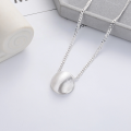 wholesale S925 Silver Fashion Cross-Border Cat Eye Brushed Satin Process Minimalist Trendy Necklace-0-0