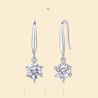 wholesale S925 Sterling Silver Moissanite Dancing Wind Long Earrings New Live Sale Earring Source Wholesale-1 carat*2