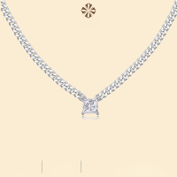 wholesale S925 Sterling Silver Moissanite Statement Pendant Fashion Choker Necklace Accessories Gift Source Spot Wholesale-Moissanite 1 carat