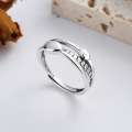 wholesale S925 Sterling Silver Korean Retro Geometric Irregular Fashion Street Style Cross Open Ring-0-0