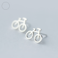 wholesale S925 Sterling Silver Cute Mini Bicycle Earrings, Korean Style Fashion Simple Bike Studs E1421-0-2