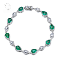 wholesale Simulated emerald 5*7 bracelet in metal, 1 carat, new style, fashionable and high-end for women-B038 【18cm】>925 silver
