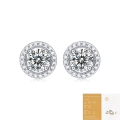 wholesale S925 Sterling Silver Women's New Round Stud Earrings with Moissanite, Elegant Wedding Gift, Direct from Source, Ready to Ship-0-6