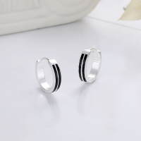wholesale S925 sterling silver black line resin ear cuff, ins minimalist style, niche hip-hop edgy unisex ear accessory-331HR/approx. 3.1g>925 silver