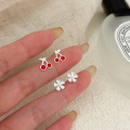 wholesale S925 Sterling Silver Minimalist Cherry Earrings for Women, Korean-Style Versatile Small Elegant Camellia Earrings-0-3