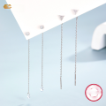 wholesale Sterling Silver S925 Long Tassel Triangle Zircon Ear Threads Korean Style Internet Celebrity Forest Series Advanced Earrings-0-1