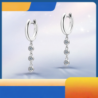 wholesale Metal Korean-style minimalist moissanite tassel earrings for women, OEM/ODM customization with provided samples, drawings, or designs-White - 0.18+0.18 carats  925 silver