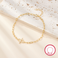 wholesale Metal Material: 925 Sterling Silver Cross-Border Hot-Selling Women's Geometric Paperclip Bracelet, Minimalist and Versatile Niche Design Sense Jewelry Wholesale-gold