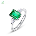 wholesale S925 Silver Love Rumei Light Luxury Jewelry Simple Princess Cut Lab-Grown Emerald Fashion Gemstone Ring Wholesale-0-0