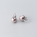 wholesale 925 Sterling Silver Earrings with Shell Pearl and Synthetic Pearl, Sweet and Elegant Large Shell Pearl Small Gold Clasp Hoop Earrings G2057-0-10