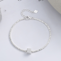 wholesale S925 Sterling Silver Trendy Hip-Hop Chic Square Sugar Necklace, Ins Style Luxury Layered Collarbone Chain-0-3